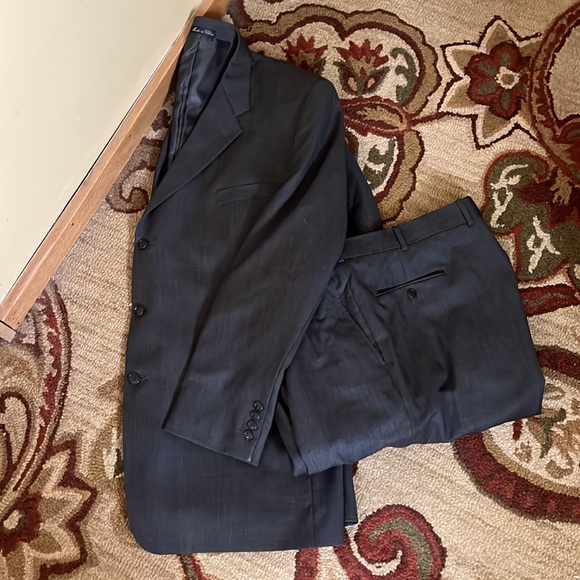 MARC ENZO Size 43L Gray Suit Mens 2-Piece Blazer Pant Wool Suspender Button NEW - Picture 15 of 17